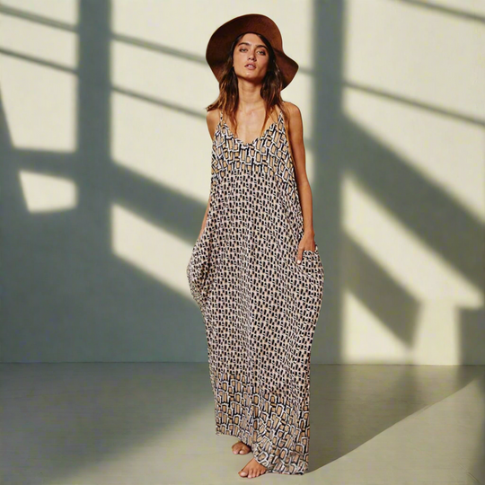 Camille Geometric Print Maxi Dress