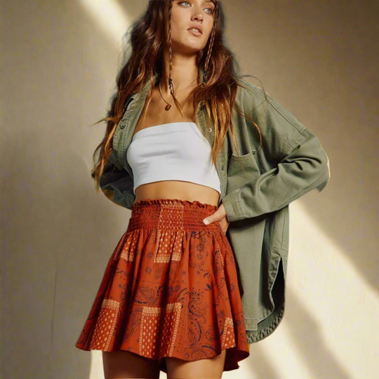 Bandana Print Flare Shorts