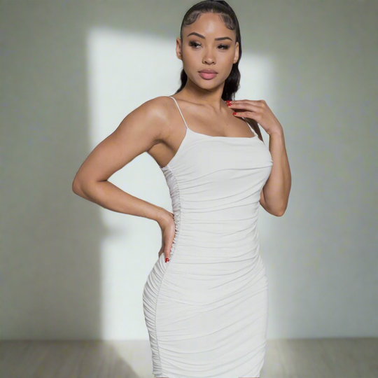 Ruched Midi Bodycon Dress
