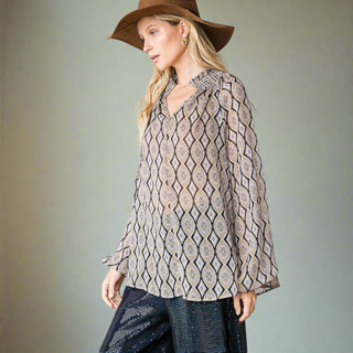 Smoked Semi-Sheer Blouse