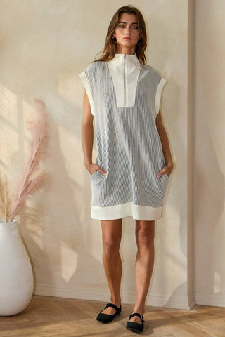 Zip-Up Textured Mini Dress
