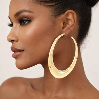 Sculpted Oval Hoop Earrings