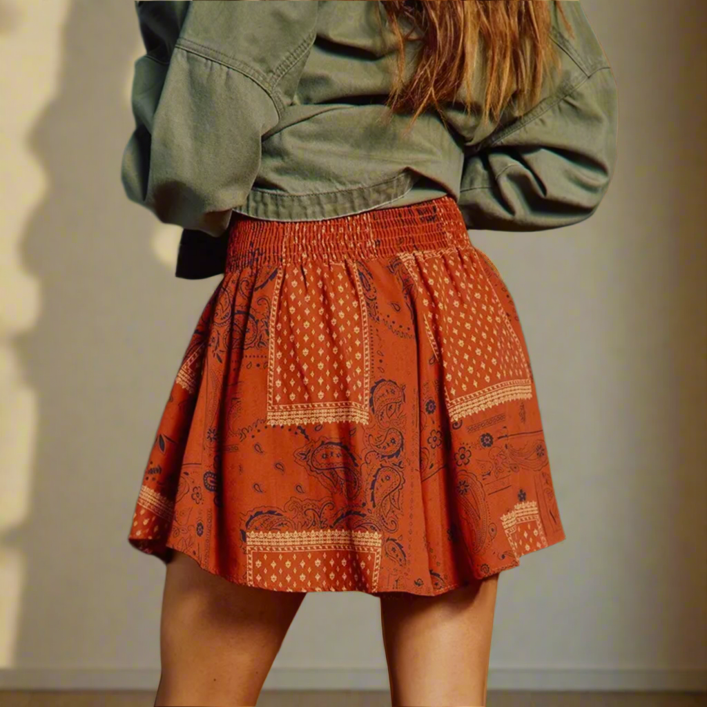 Bandana Print Flare Shorts