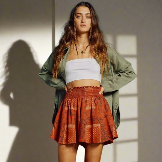 Bandana Print Flare Shorts