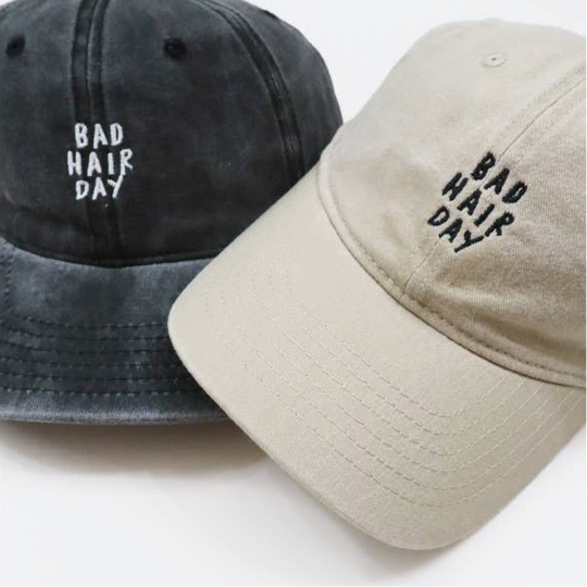 Bad Hair Day Embroidered Washed Baseball Cap