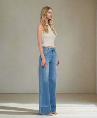 Olivia Wide Leg Raw Hem Jean