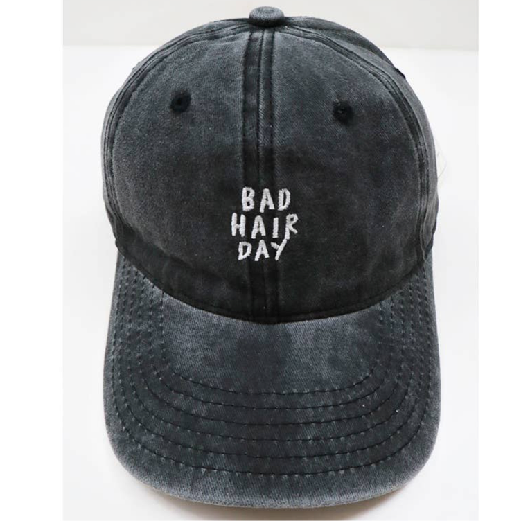 Bad Hair Day Embroidered Washed Baseball Cap