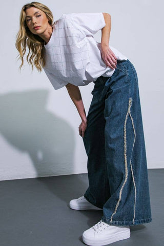 Frayline Wide Leg Jeans