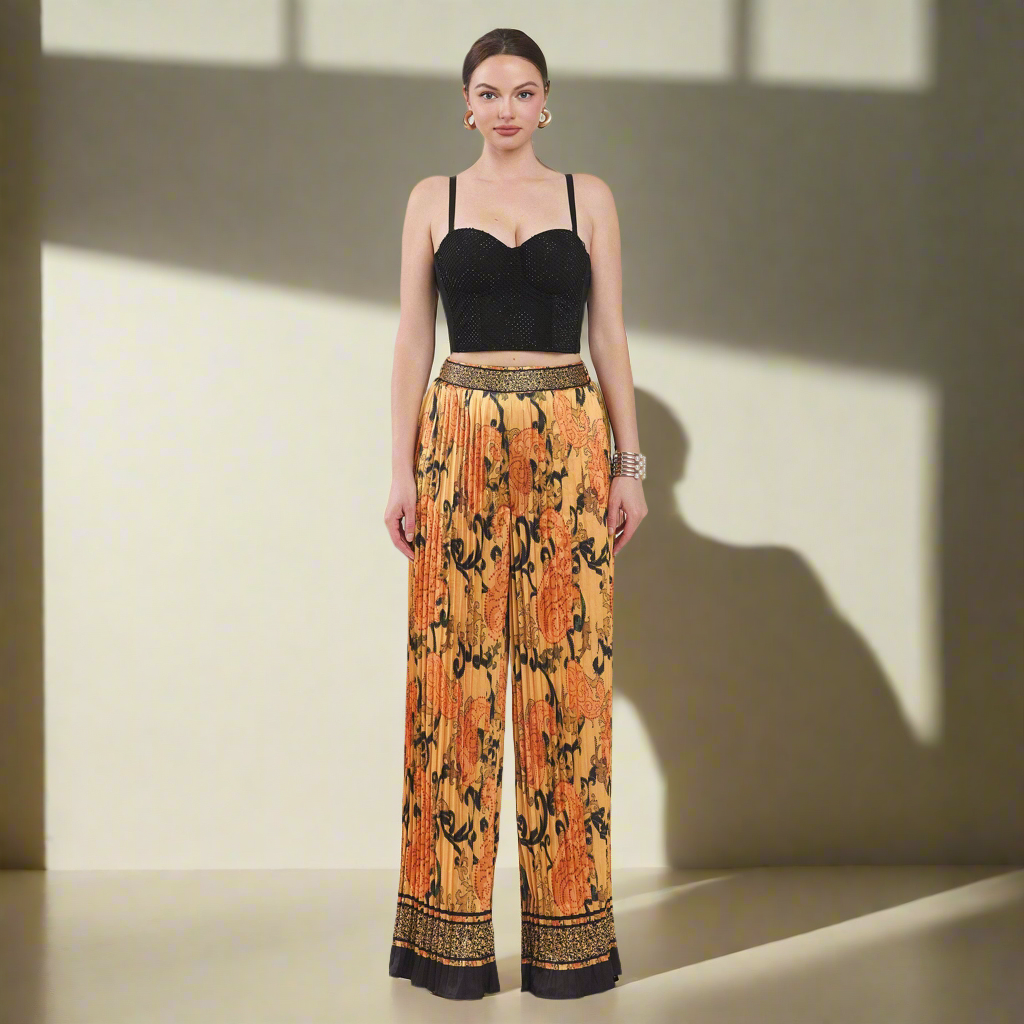 Pleated Palazzo Pants