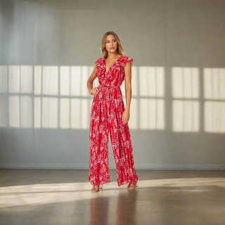 Ruffles in Red Jumpsuit