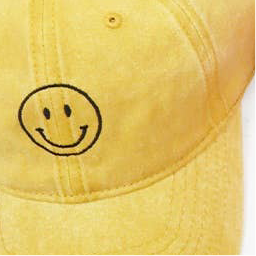 Smile Face Embroidered Washed Baseball Cap