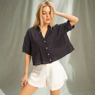 Button Front Crop Shirt
