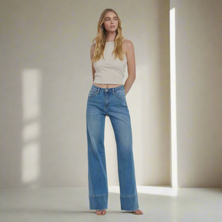 Olivia Wide Leg Raw Hem Jean