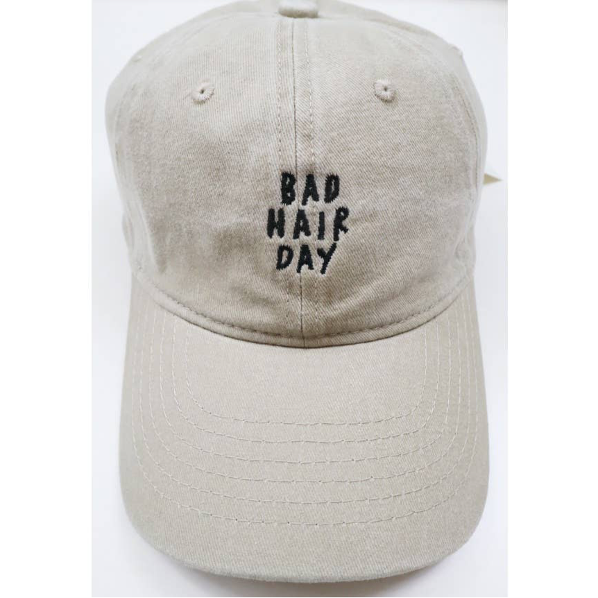 Bad Hair Day Embroidered Washed Baseball Cap