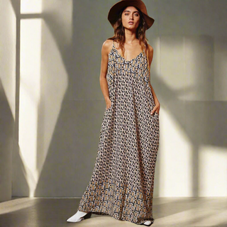 Camille Geometric Print Maxi Dress