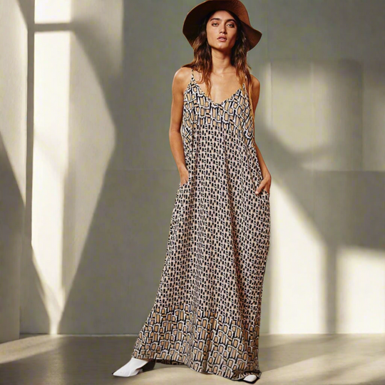 Camille Geometric Print Maxi Dress