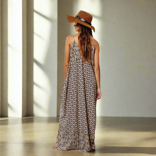 Camille Geometric Print Maxi Dress
