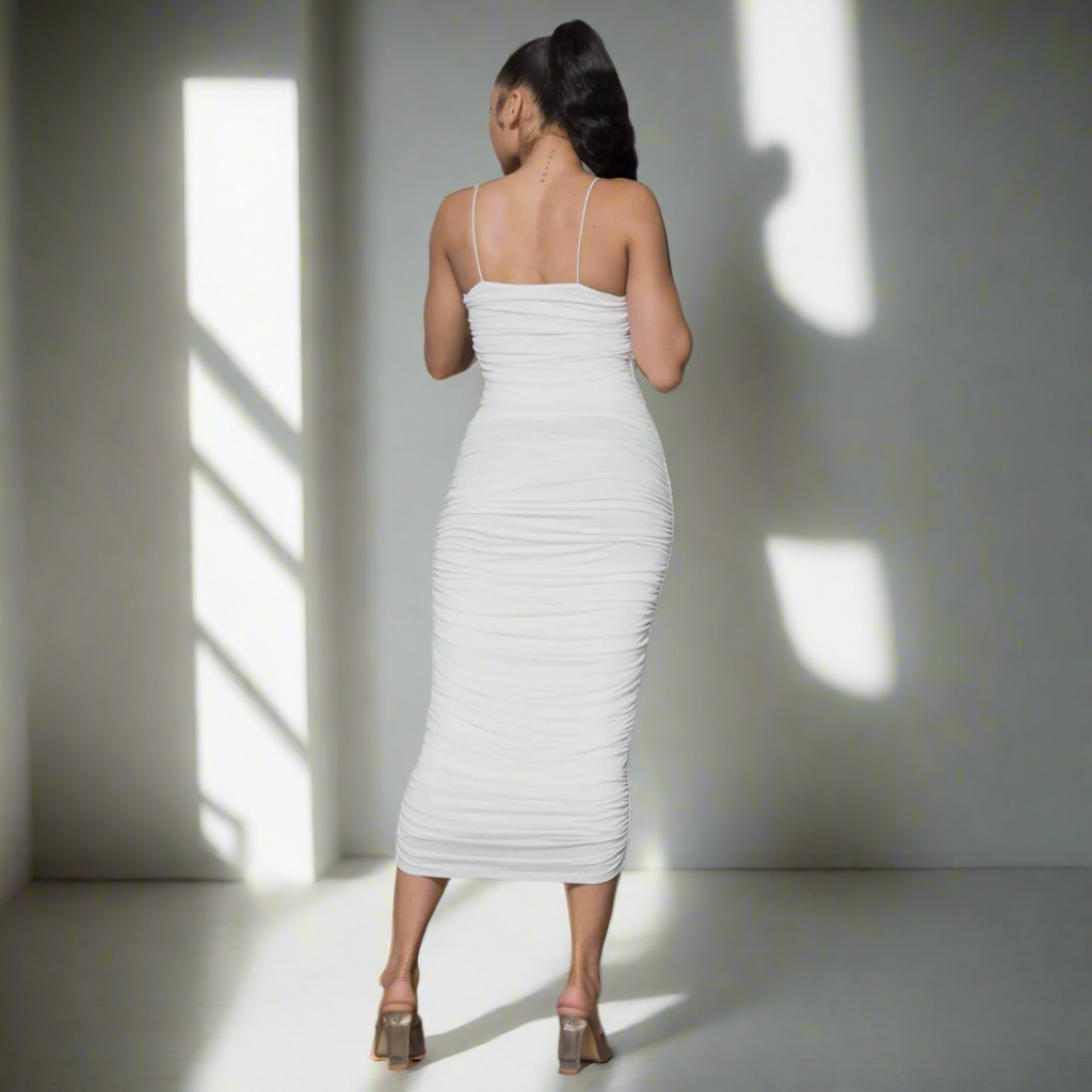 Ruched Midi Bodycon Dress