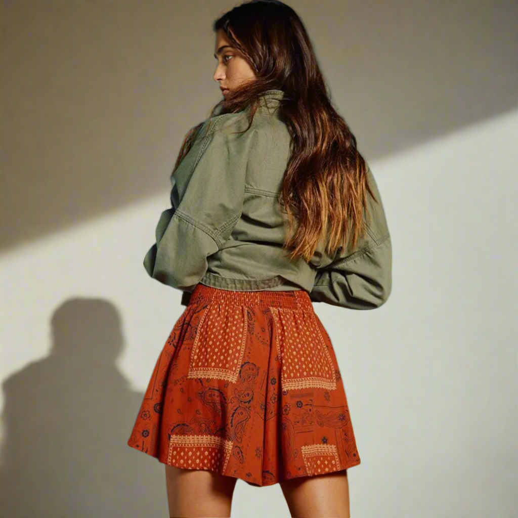 Bandana Print Flare Shorts