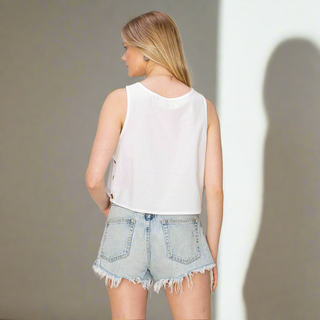 Side Button Crop Tank
