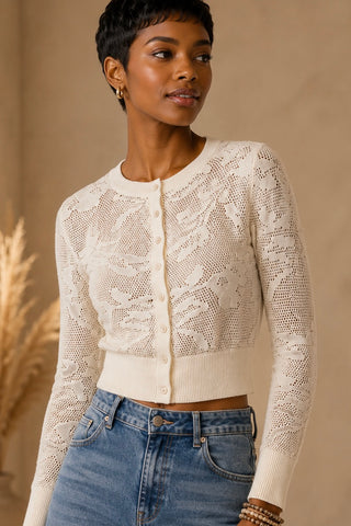 Openwork Cropped Cardigan