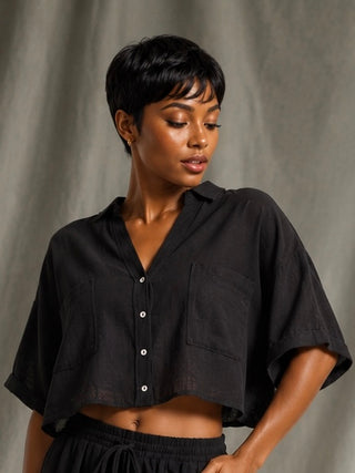 Button Front Crop Shirt