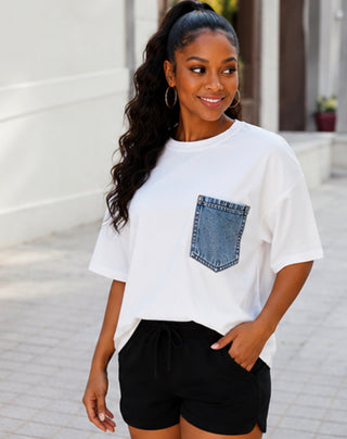 Denim Detail Pocket Tee