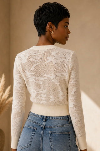 Openwork Cropped Cardigan