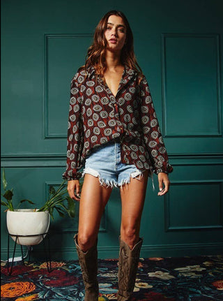 Drea Geometric Print Blouse