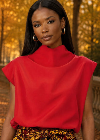 Mock Neck Balloon Top