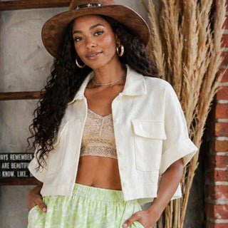 Textured Cropped Shacket