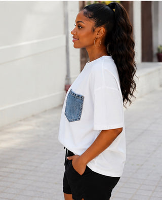 Denim Detail Pocket Tee