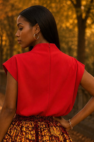 Mock Neck Balloon Top