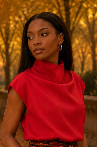 Mock Neck Balloon Top