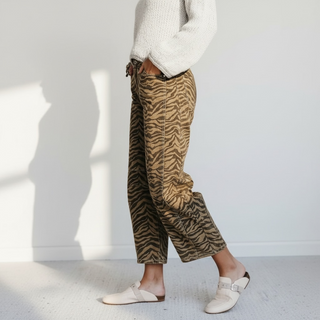 Zebra Stripe  Barrel Jeans