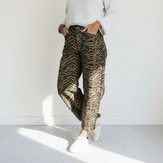 Zebra Stripe  Barrel Jeans