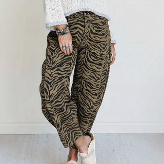 Zebra Stripe  Barrel Jeans