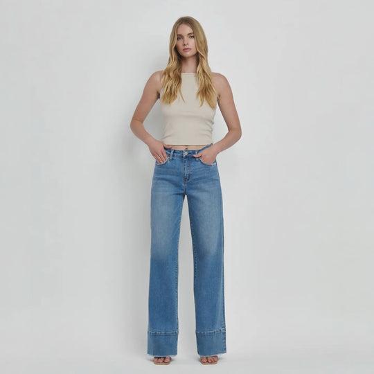 Olivia Wide Leg Raw Hem Jean