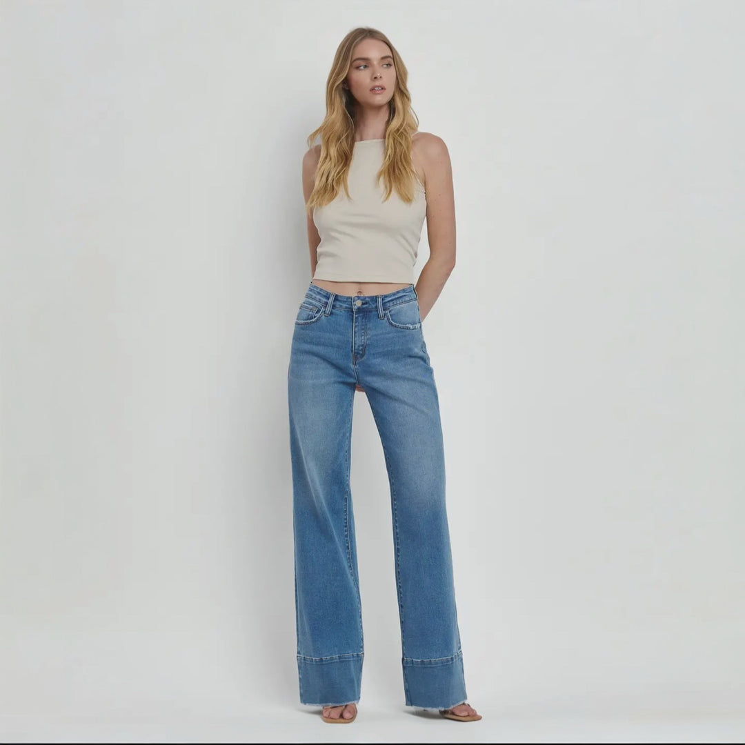 Olivia Wide Leg Raw Hem Jean