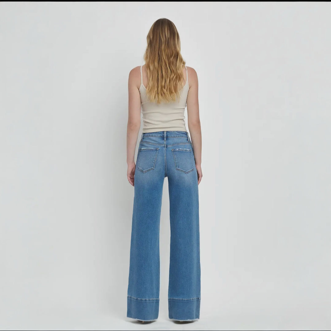 Olivia Wide Leg Raw Hem Jean