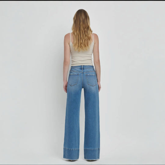 Olivia Wide Leg Raw Hem Jean
