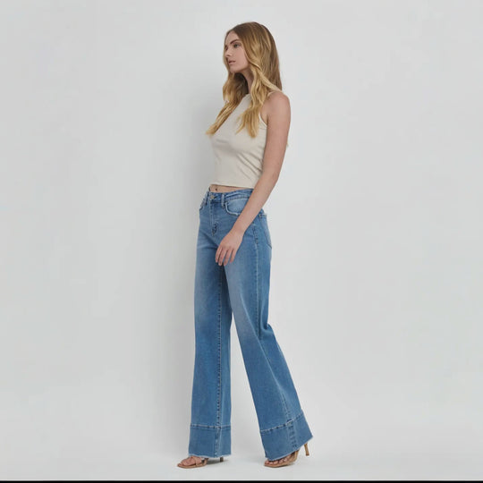 Olivia Wide Leg Raw Hem Jean