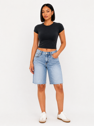 Side Seam Denim Jorts