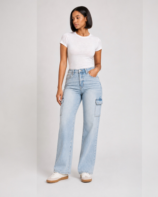 Vintage High Rise Cargo Jeans