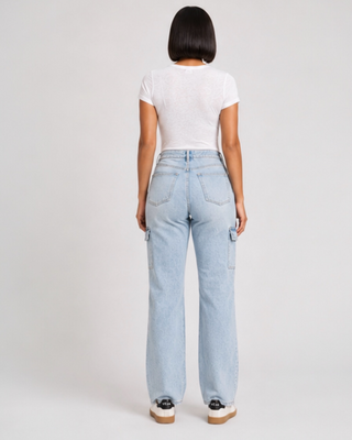 Vintage High Rise Cargo Jeans