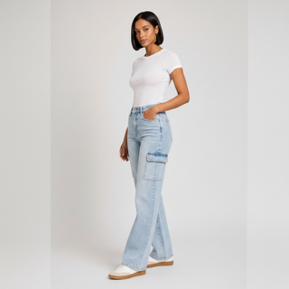 Vintage High Rise Cargo Jeans