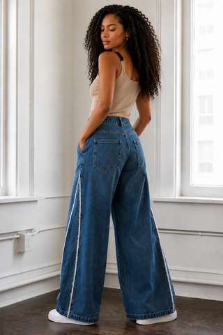 Frayline Wide Leg Jeans
