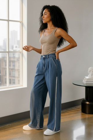 Frayline Wide Leg Jeans
