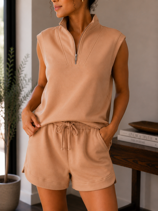 Relaxed Sleeveless Quarter Zip