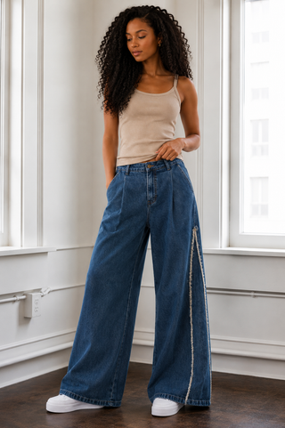 Frayline Wide Leg Jeans